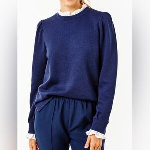 Addison Bay Soft Luxe Ziggy Long Sleeve Top Navy w/ White Medium M